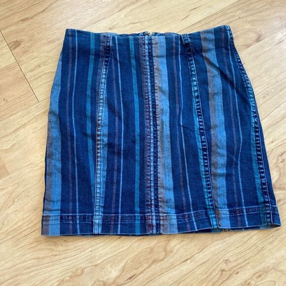 Free People vertical stripe Jean skirt - Picture 1 of 3